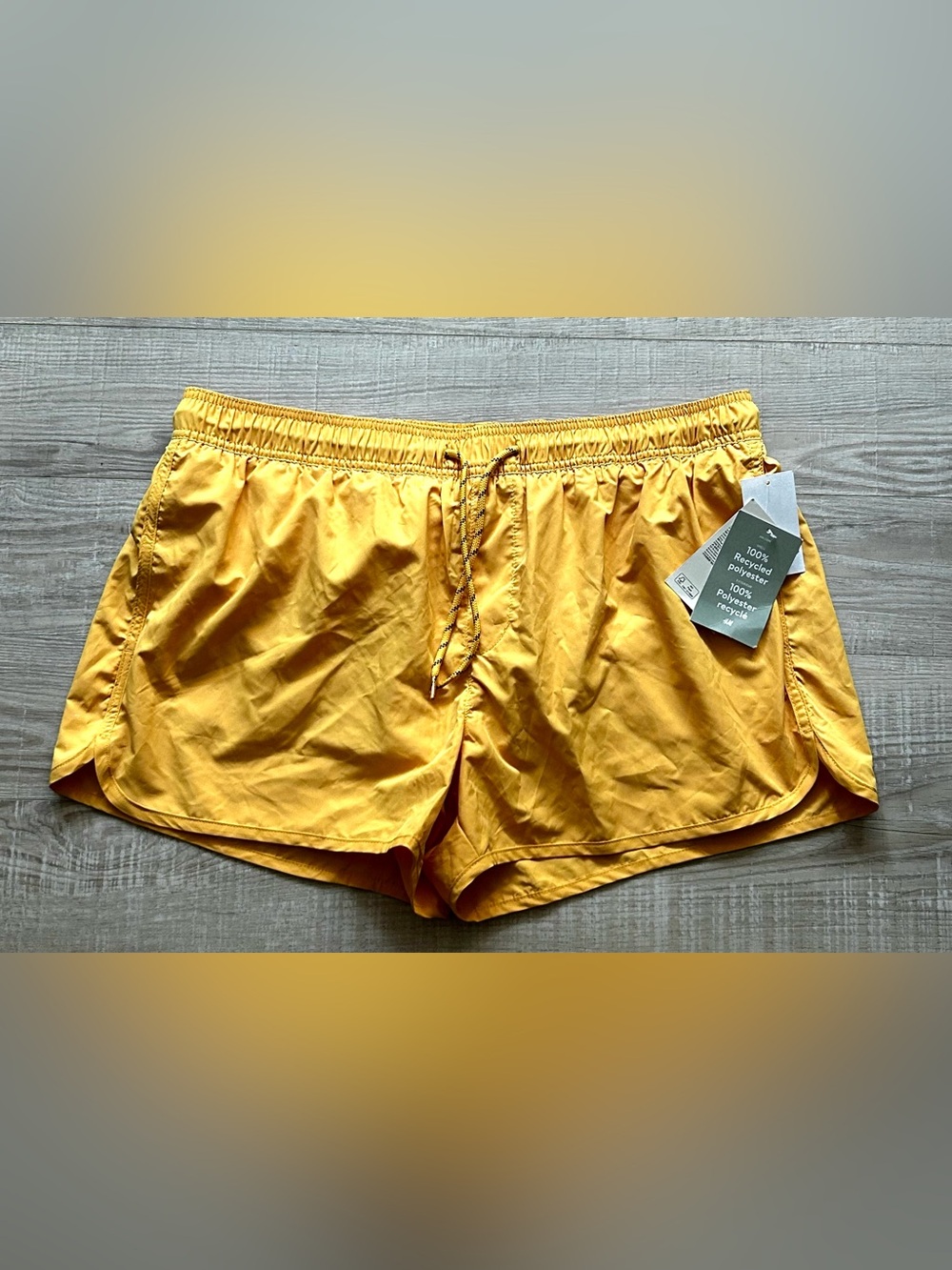 H&M Men's Bright Yellow Drawstring Swim Shorts